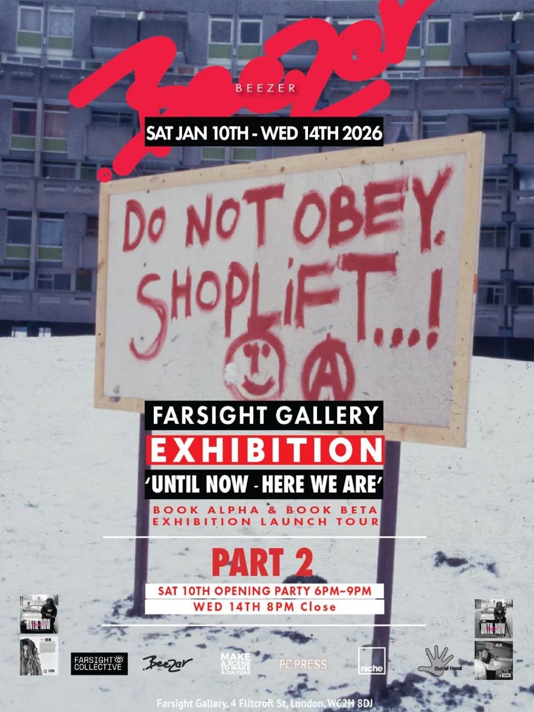 Beezer's exhibition Until Now Part 2 - unseen work on the walls at the Farsight Gallery - January 2026